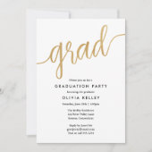 Minimalistische Imitate Gold Foil Script Graduatio Einladung (Vorderseite)