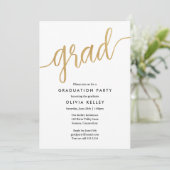 Minimalistische Imitate Gold Foil Script Graduatio Einladung (Stehend Vorderseite)