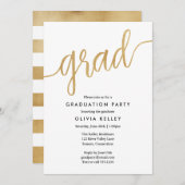 Minimalistische Imitate Gold Foil Script Graduatio Einladung (Vorne/Hinten)