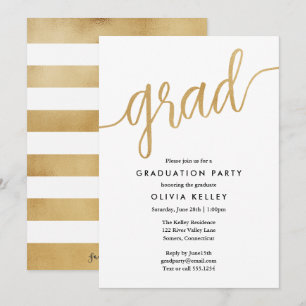 Minimalistische Imitate Gold Foil Script Graduatio Einladung
