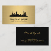 Minimalistische Imitate Gold Metallic Skyline Visitenkarte (Vorne/Hinten)