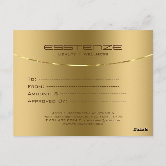 Minimalistische Imitate Gold Textur Geschenkgutsch Postkarte (Rückseite)