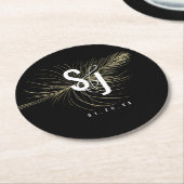 Minimalistische Imitate Goldenes Feather Bohemisch Runder Pappuntersetzer (Angewinkelt)