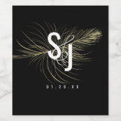 Minimalistische Imitate Goldenes Feather Bohemisch Weinetikett (Einzelnes Label)