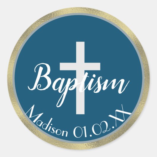 Minimalistische Imitate Goldtaufe über den Namen d Runder Aufkleber (Vorderseite)