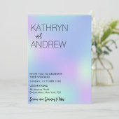 Minimalistische Imitate Holografische Hochzeitsein Einladung (Stehend Vorderseite)