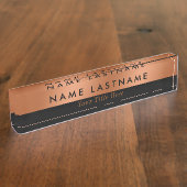 Minimalistische Imitate Kupfer Schwarz Modernes El Namensplakette (Seite)