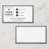 Minimalistische Imitate Silver Glitzer Social Medi Visitenkarte (Vorne/Hinten)