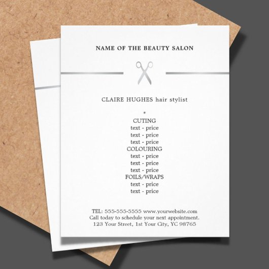 Minimalistische Imitate Silver Scissy Fairstylist  Flyer