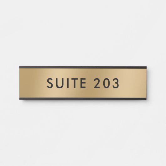 Minimalistische Imitats Gold Black Suite Nummer Tü Türschild (Vorderseite )