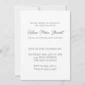 Minimalistische individuelle Abschluss-Einladung Einladung (Rückseite)