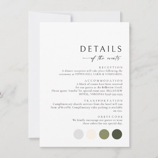 Minimalistische Informationen zur Umschließungskar Mitteilungskarte (Vorderseite)