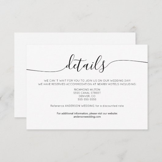 Minimalistische Informationskarte Mitteilungskarte (Vorne/Hinten)