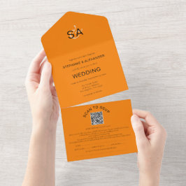 Minimalistische Initialen QR-Code Herbstfeiern All In One Einladung