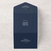 Minimalistische Initialen QR Code Navy Blue Weddin All In One Einladung (Außenbereich)