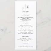 Minimalistische Initials Simple Wedding Menu Card Menükarte (Vorderseite)