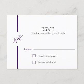 Minimalistische Initials Wedding Collection RSVP C Einladungspostkarte