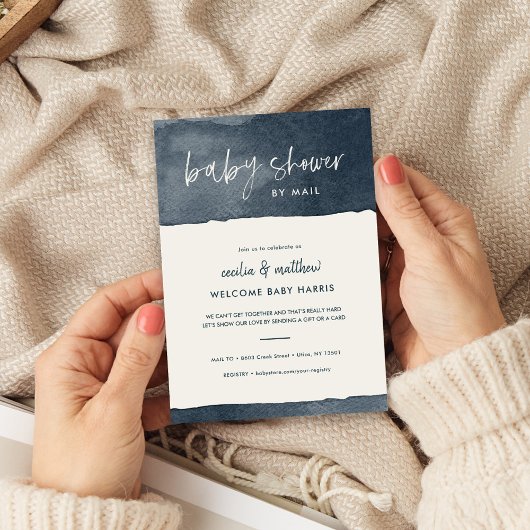 Minimalistische Ink Wash Baby Dusche per Mail Einladung