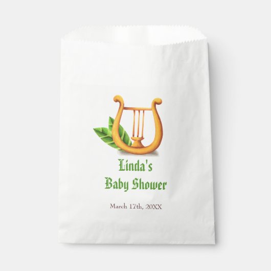 Minimalistische irische goldene Harfendusche Geschenktütchen (Vorderseite)
