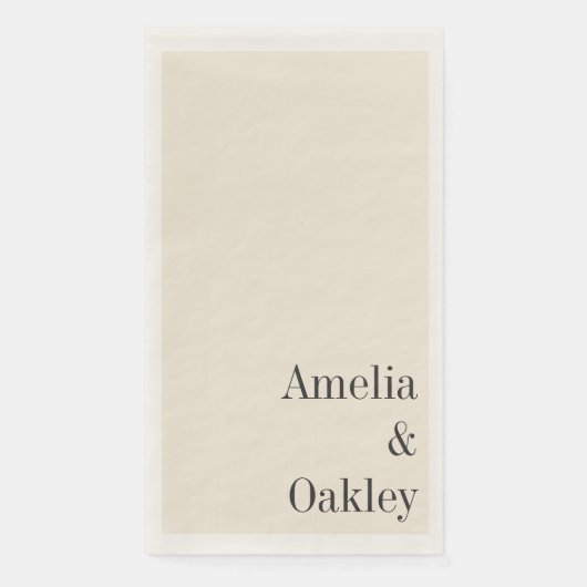 Minimalistische Ivory Ecru Black Elegante Hochzeit Serviette (Vorderseite)