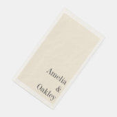 Minimalistische Ivory Ecru Black Elegante Hochzeit Serviette (Ecke)