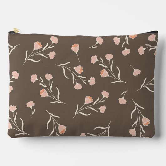 Minimalistische japanische Blume Brown Mother Zubehörtasche (Vorderseite)