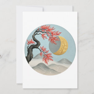 Minimalistische japanische Kirschblüten-Mondlandsc Ankündigung
