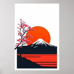 Minimalistische japanische Landschaftskunst Poster