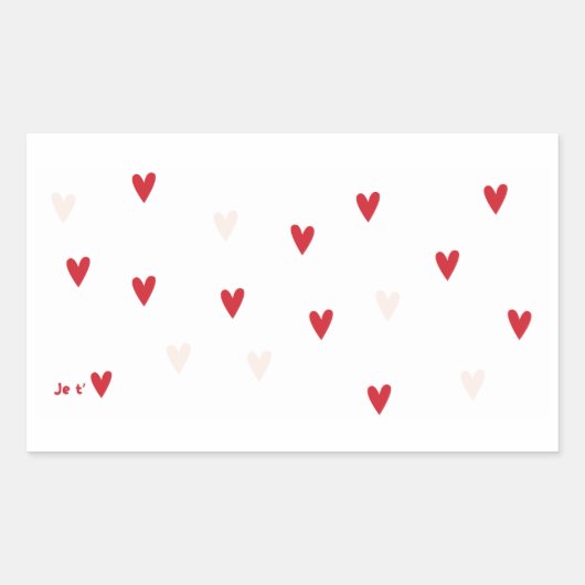 Minimalistische „Je t’❤️“-Tasse Rechteckiger Aufkleber (Vorderseite)