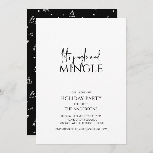 Minimalistische Jingle & Mingle Feiertage Weihnach Einladung (Vorne/Hinten)