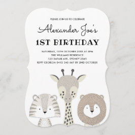 Minimalistische Jungtiere Einladung zum Geburtstag