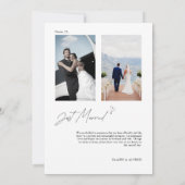 Minimalistische Just Married Wedcement Accouncemen Ankündigung (Rückseite)