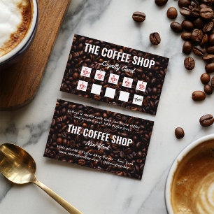 Minimalistische Kaffeebar für dunkelbraune Kaffeeb Treuekarte