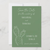Minimalistische Kakteen Sage Green White Save The Date (Vorderseite)