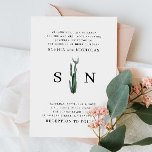 Minimalistische Kaktus Elegant Desert Boho Weddi Einladung