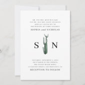 Minimalistische Kaktus | Elegant Desert Boho Weddi Einladung (Vorderseite)