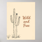 Minimalistische Kaktus-Linie Art Poster (Vorne)