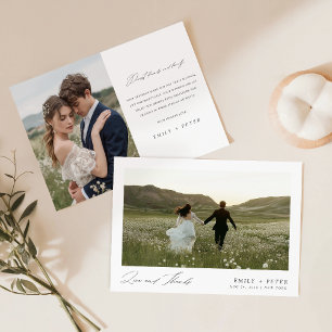 Minimalistische Kalligrafie 2 Foto Hochzeit Dankeskarte