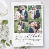 Minimalistische Kalligrafie 4 Fotos Hochzeit Liebe Dankeskarte