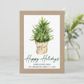 Minimalistische Kalligrafie-AquarellbaumKraft Feiertagskarte (Stehend Vorderseite)