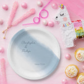 Minimalistische Kalligrafie, blaues Wasser Pappteller (Party)