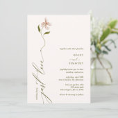 Minimalistische Kalligrafie-Blumenhochzeit Einladung (Stehend Vorderseite)
