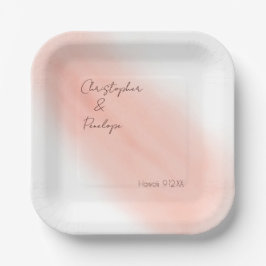 Minimalistische Kalligrafie-Blush-Wasserfarbenhoch Pappteller