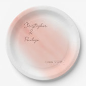 Minimalistische Kalligrafie-Blush-Wasserfarbenhoch Pappteller (Vorderseite)