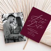 Minimalistische Kalligrafie Burgundy Foto Save The Date
