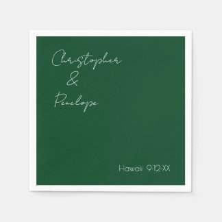 Minimalistische Kalligrafie Dark Emerald Wedding Serviette