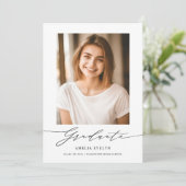 Minimalistische Kalligrafie Einfach 2 Foto Abschlu Ankündigung (Stehend Vorderseite)