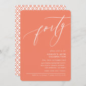 MINIMALISTISCHE Kalligrafie elegant 40. Party Oran Einladung (Vorne/Hinten)