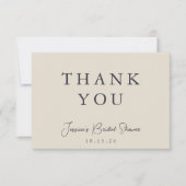 Minimalistische Kalligrafie Elfenbein-Brautparty-F Dankeskarte (Vorderseite)