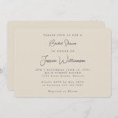 Minimalistische Kalligrafie Elfenbeinschwarzes Bra Einladung (Vorne/Hinten)